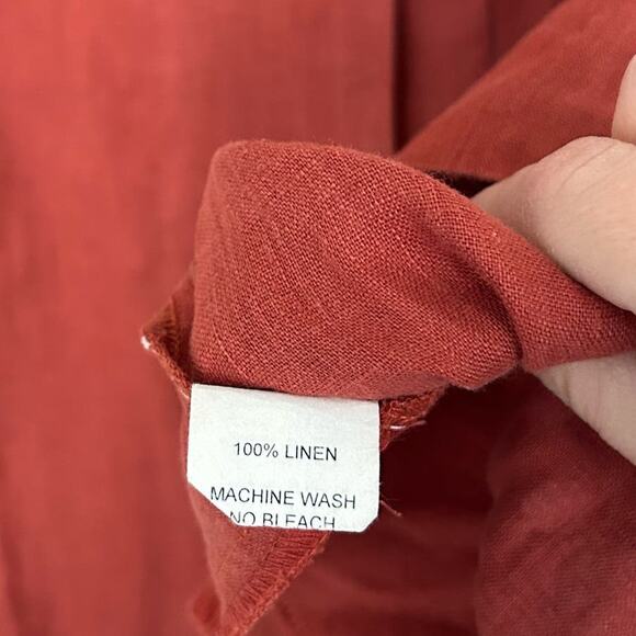 Citron Santa Monica Orange Butterfly 100% Linen Button Front Top Sz M - Picture 6 of 7